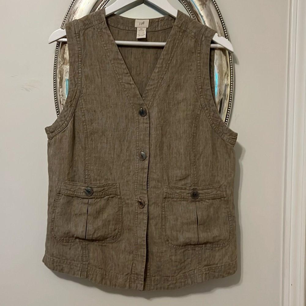 J Jill 100% Linen Vest Medium Petite